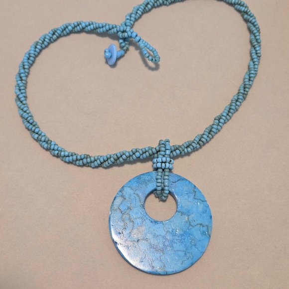 Turquoise Beaded Pendant Necklace - Picture 3 of 4